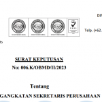 PENGUMUMAN PENGANGKATAN SEKRETARIS PERUSAHAAN